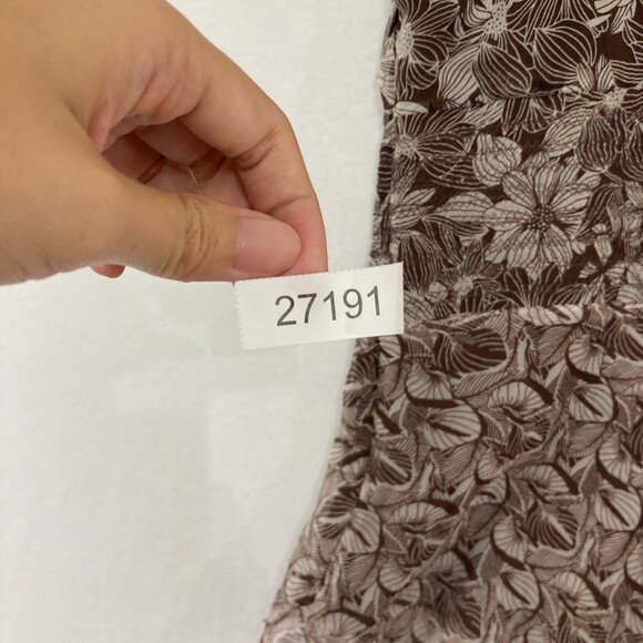 Vintage ECI New York Top size XL Brown Floral Feminine Pure Silk Baby-doll Y2K - Picture 9 of 9